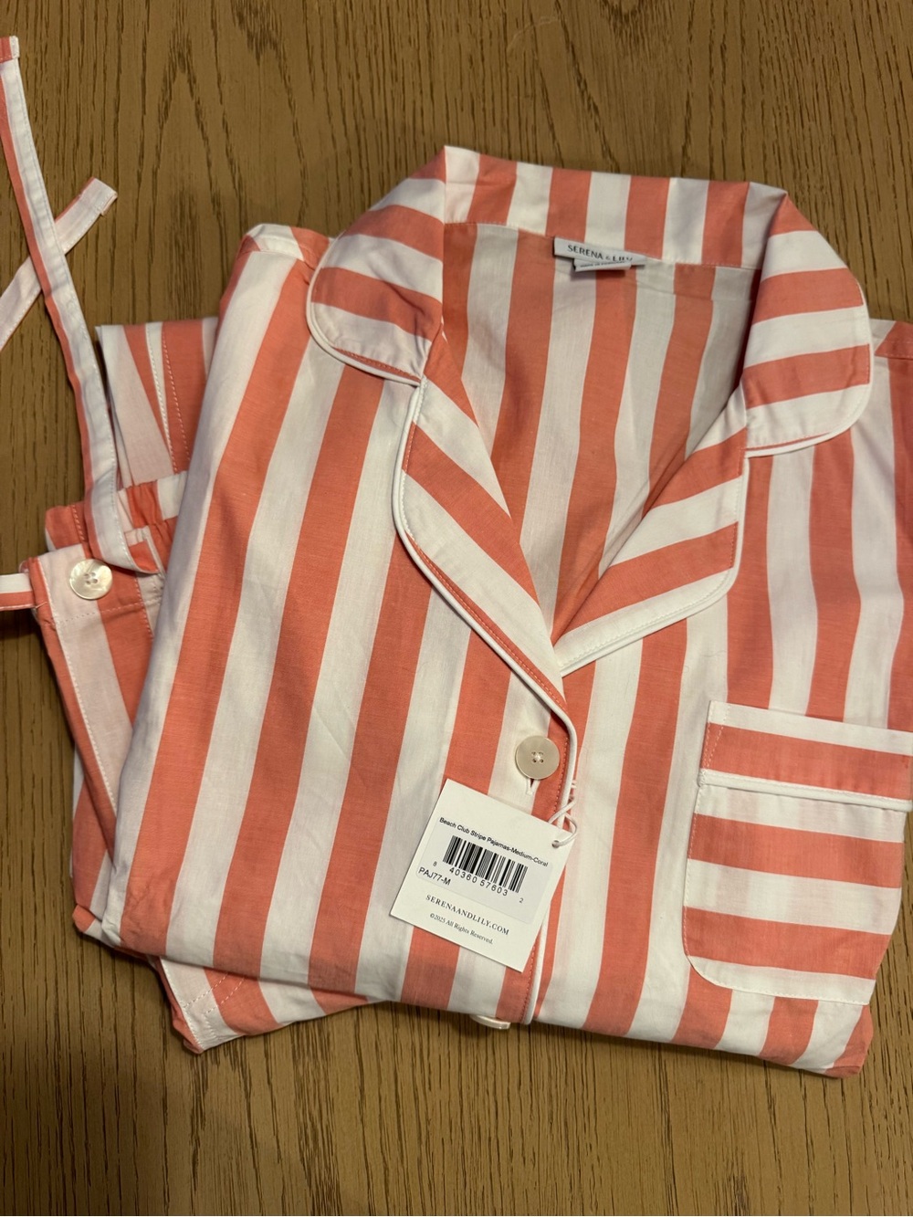 Serena & Lily Pink and White Striped Kids Pajama Set